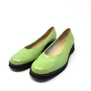 Salvatore Ferragamo Green Round-Toe Patent Leather